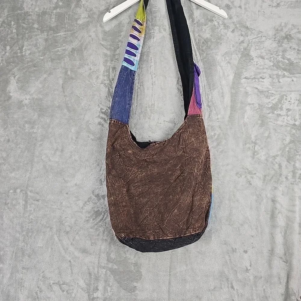 Boho Patchwork Shoulder Bag Sack Rising International‎ Nepal Hippie Indie Sleaze